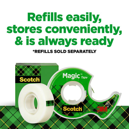 Scotch Magic Tape, Invisible, Repair Christmas Cards and Use as Holiday Gift Wrap Supplies for Christmas, 6 Tape Rolls With Dispensers