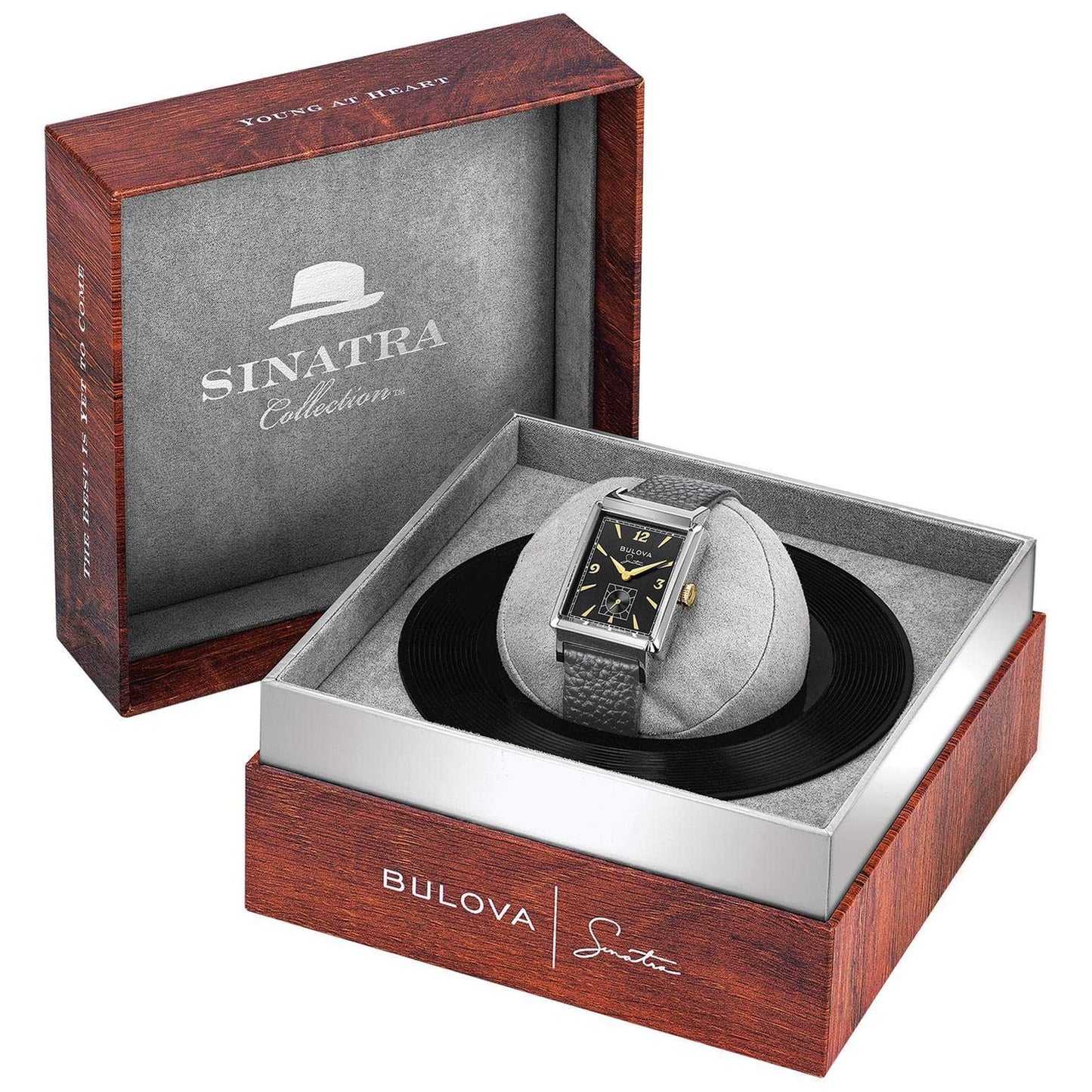 Bulova Men's Frank Sinatra "My Way" Leather Strap Watch, Silver Tone Style: 98A261