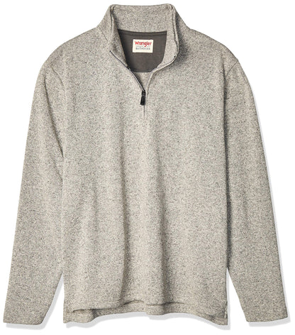 Wrangler Authentics Men's Long Sleeve Fleece Quarter-Zip, Light Heather Gray, X-Large