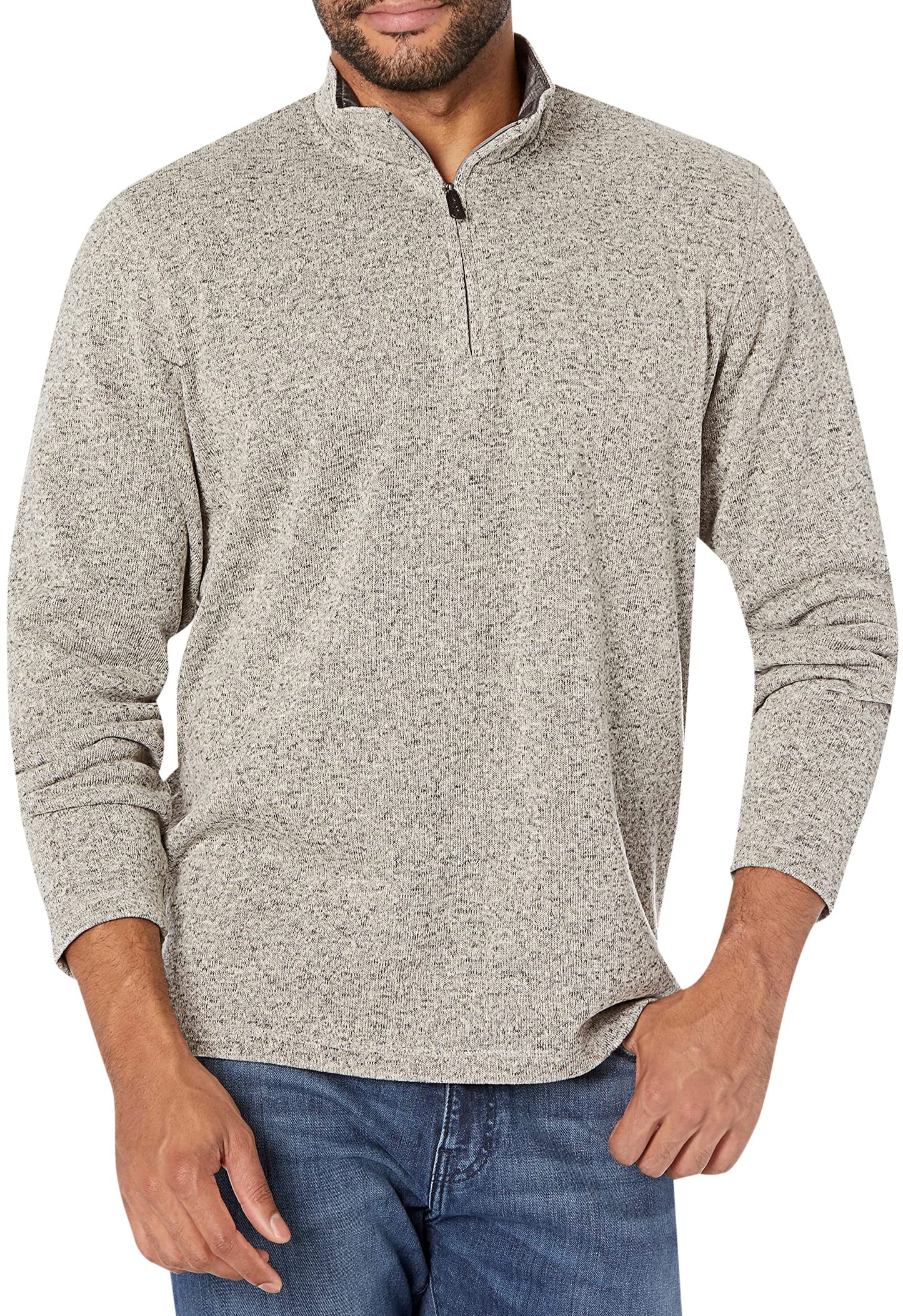 Wrangler Authentics Men's Long Sleeve Fleece Quarter-Zip, Light Heather Gray, X-Large